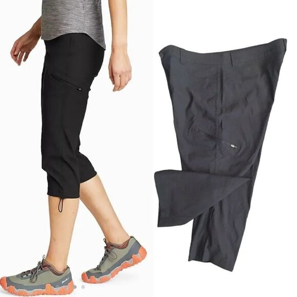 Eddie Bauer Black Rainier Nylon Stretch Capri Pants Plussize 14 - Picture 4 of 12